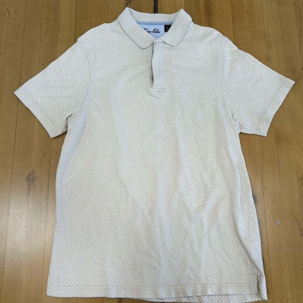 Tasso Elba Polo Shirt Size L White Cotton Textured